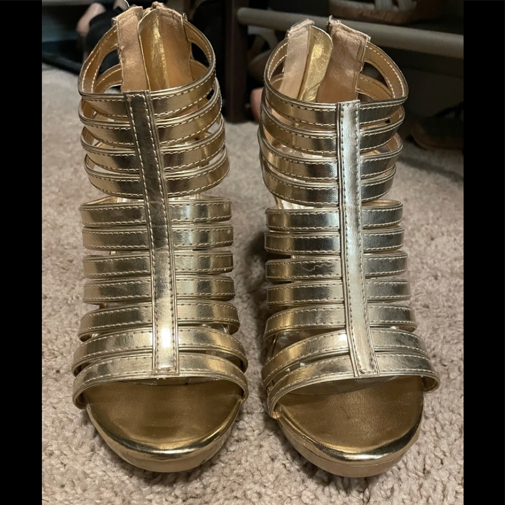 Gold Cage Heels Size 5